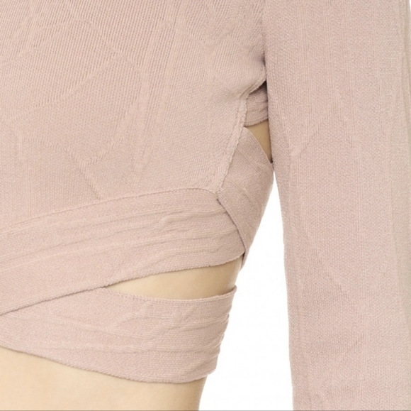 Jonathan Simkhai | Spill Intarsia Knit Textured Cropped Criss Cross Swea… - Picture 5 of 12